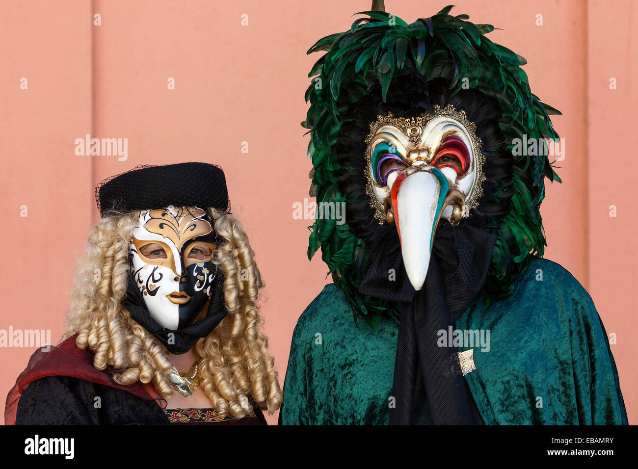 Venezianische Karneval Masken und Kostüme in der venezianischen Messe Ludwigsburg, Baden-Württemberg, Deutschland Stockfoto