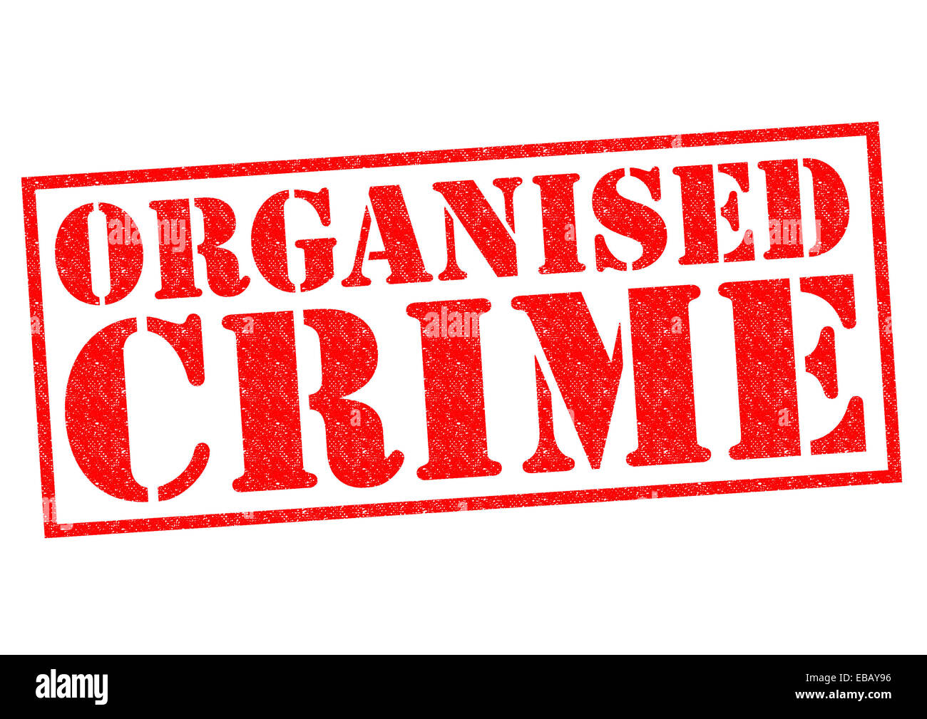 ORGANISIERTE Kriminalität roten Stempel auf einem weißen Hintergrund. Stockfoto