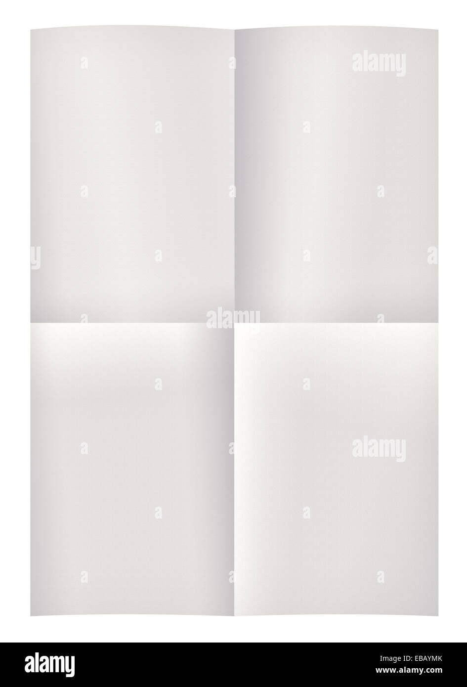 Gefaltete Papier isoliert auf weißem Hintergrund, hoch detaillierte Stockfoto