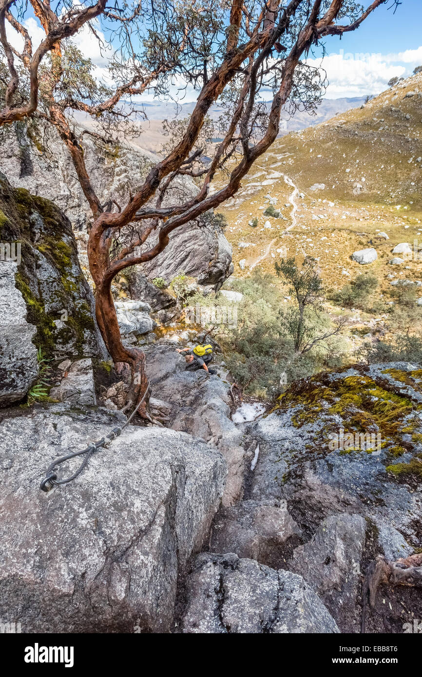 Auf dem Weg zur Laguna Churup, Cordillera Blanca, Anden, Peru, Südamerika Stockfoto