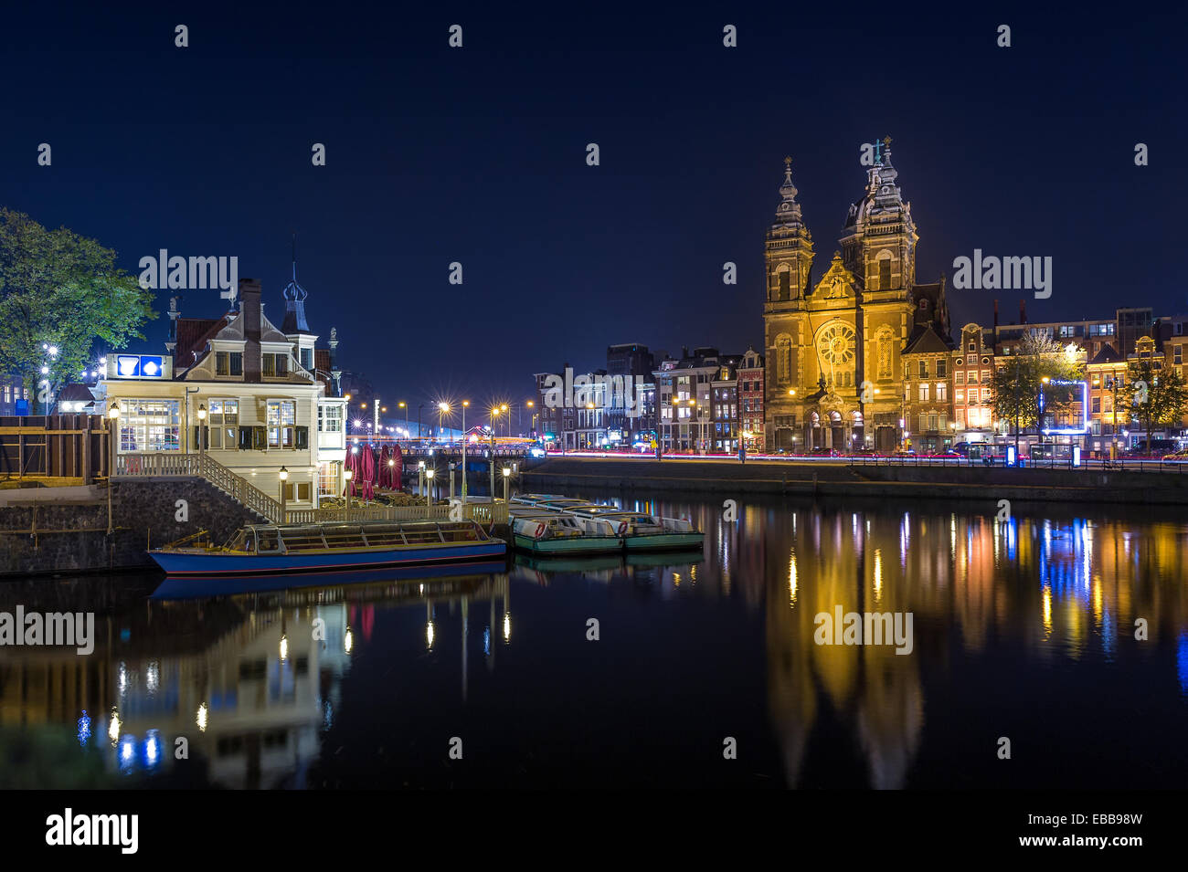 Nacht-Amsterdam Stockfoto