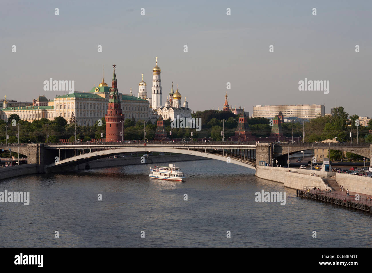 Moskwa-Fluss. Kremlin. Stockfoto