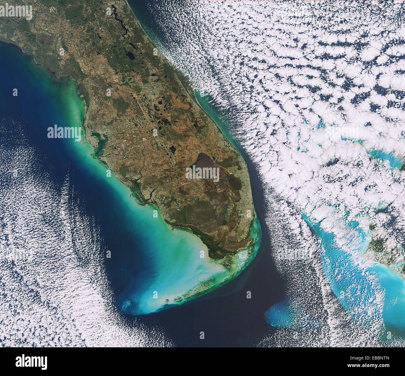 Dieses Bild von Envisat verfügt über der Südspitze von Florida, gelegen im Südosten der Vereinigten Staaten der Halbinsel Stockfoto