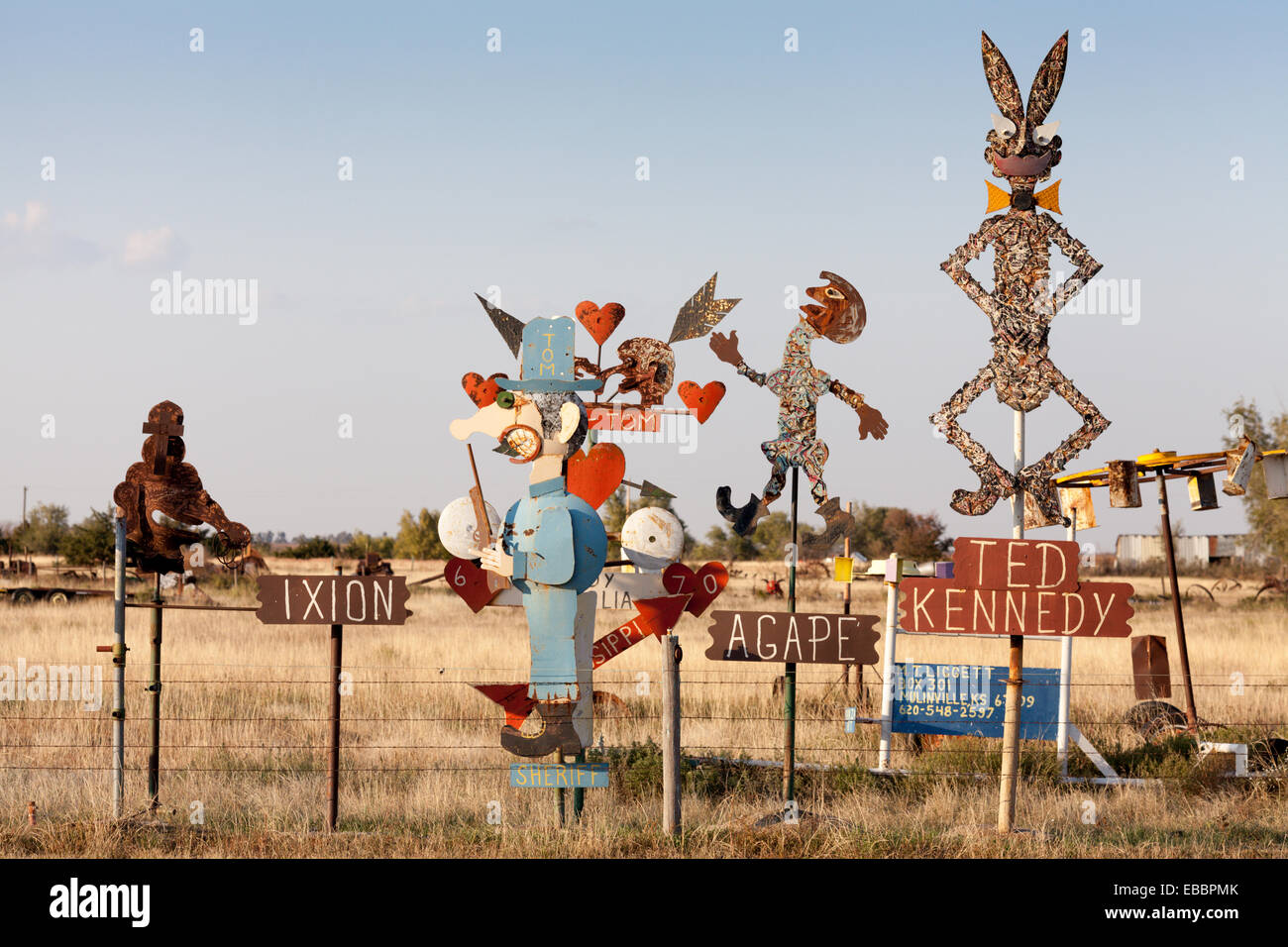 Volkskunst-Skulpturen von M. T. Liggett, Mullinville, Kansas. Stockfoto