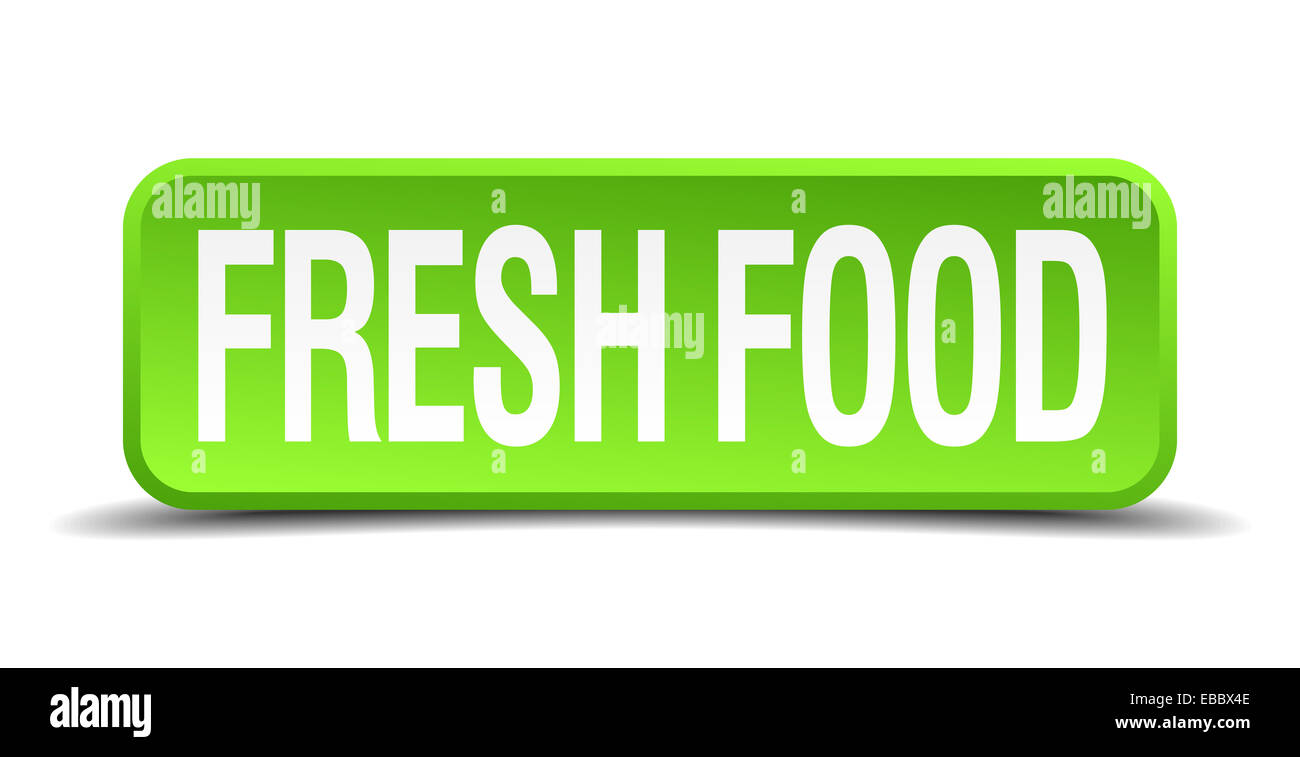 grüne frische Lebensmittel 3d realistisch Quadrat isoliert-Taste Stockfoto