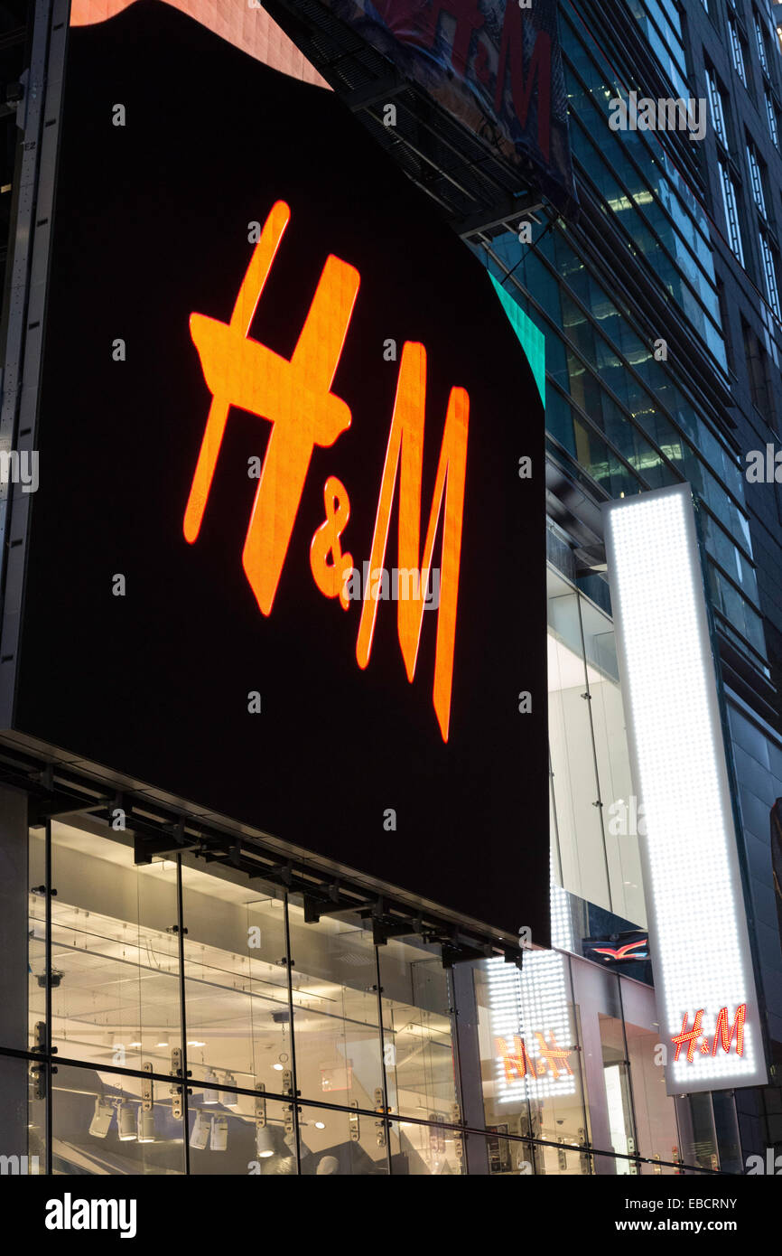 Plakatwände Leuchten Times Square bei Nacht, NYC Stockfoto