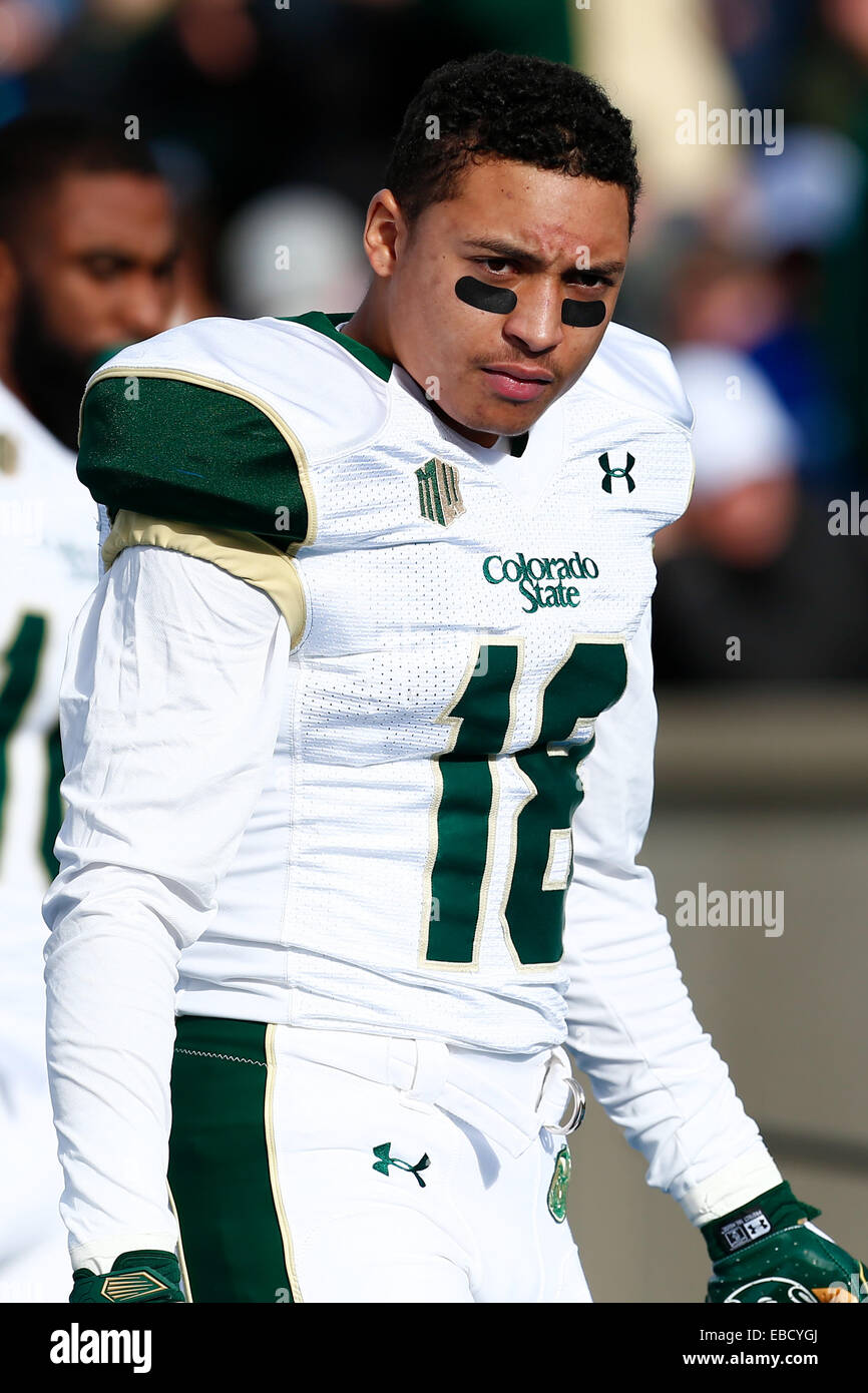 Colorado Springs, Colorado, USA. 28. November 2014. Colorado State Rams quarterback GARRETT GRAYSON (18) vor dem Spiel gegen die Air Force Falcons Falcon Stadium in Colorado Springs, Co © Jesaja Downing/ZUMA Draht/Alamy Live News Stockfoto