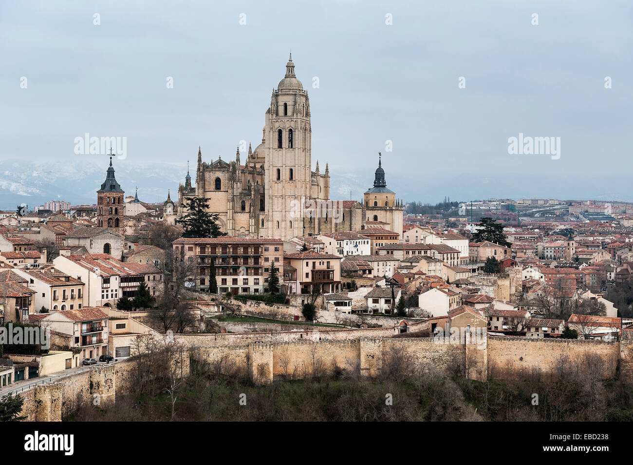 Skyline der ummauerten Stadt Segovia, Spanien, Europa Stockfoto