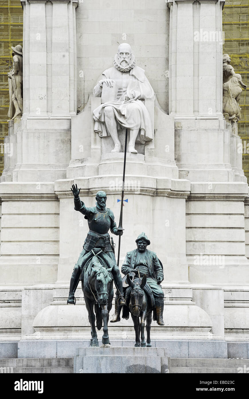 Cervantes-Denkmal in der Plaza de España, Madrid, Spanien Stockfoto