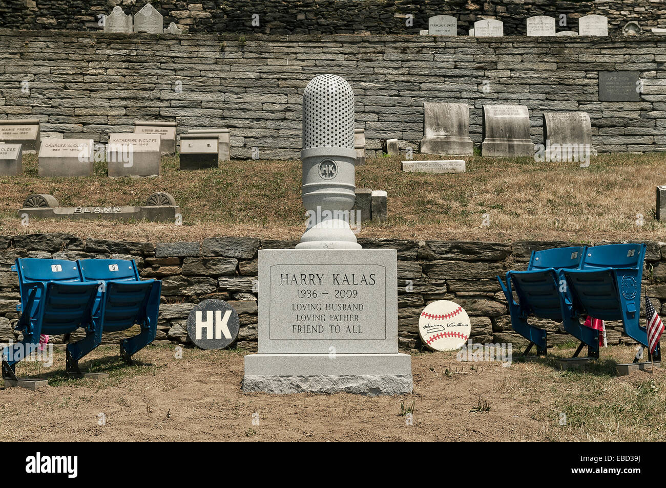 Grabstätte von Harry Kalas, die Stimme der Philadelphia Phillies, USA Stockfoto