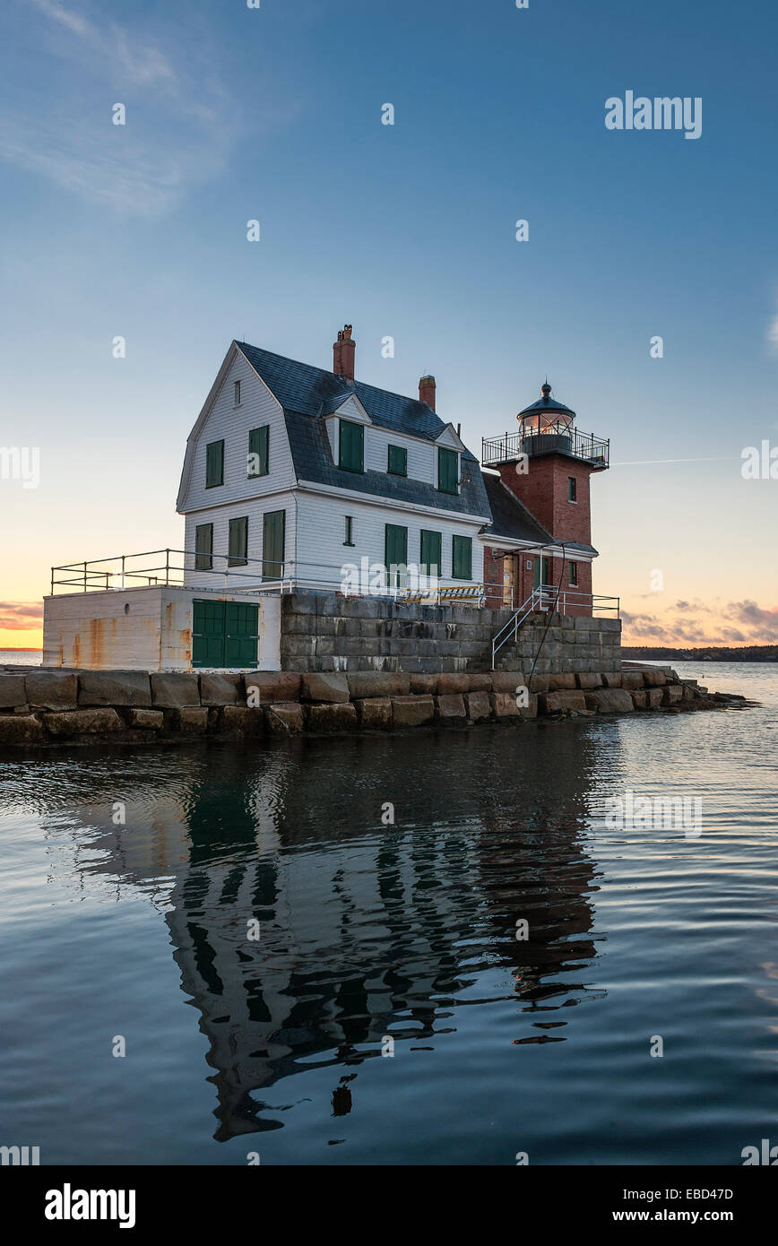 Rockland Wellenbrecher Licht, Rockland, Maine, USA Stockfoto