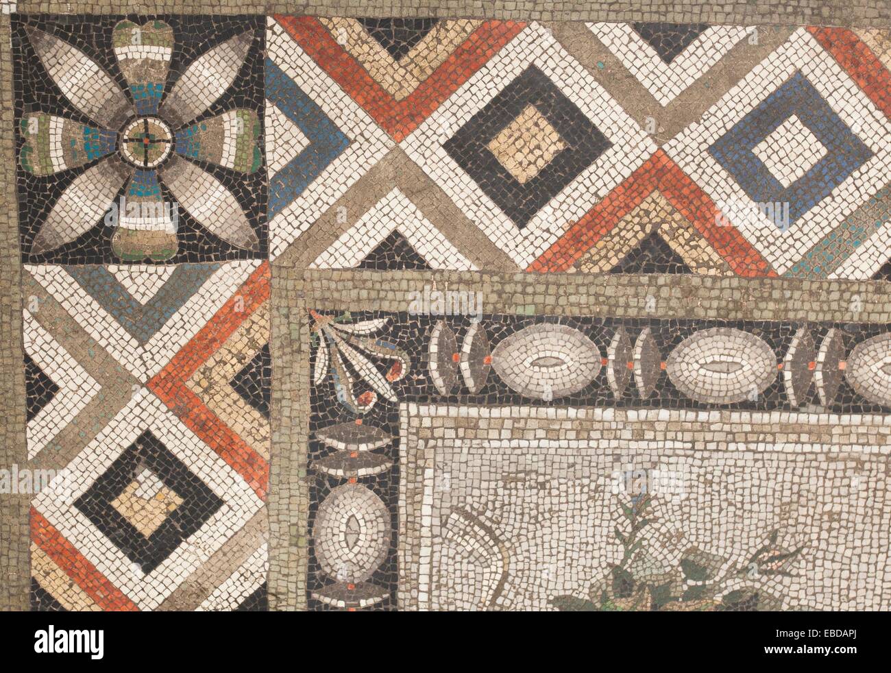 Detail hellenistischen Mosaik Bodenblech ein Alexandrine Parakee, hergestellt in Pergamon um die Mitte des 2. Jahrhunderts v. Chr., Stockfoto