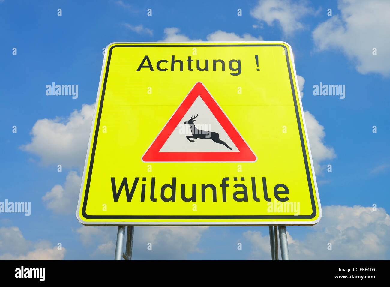 Wildwechsel-Schilder, Odenwald, Hessen, Deutschland Stockfoto