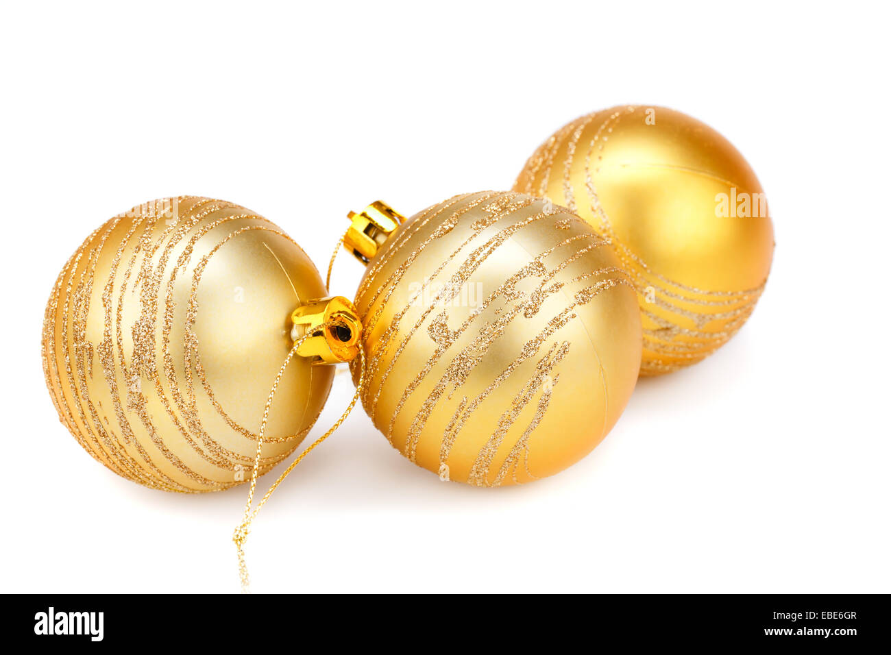 Weihnachtskugeln isoliert auf weißem Hintergrund. Stockfoto
