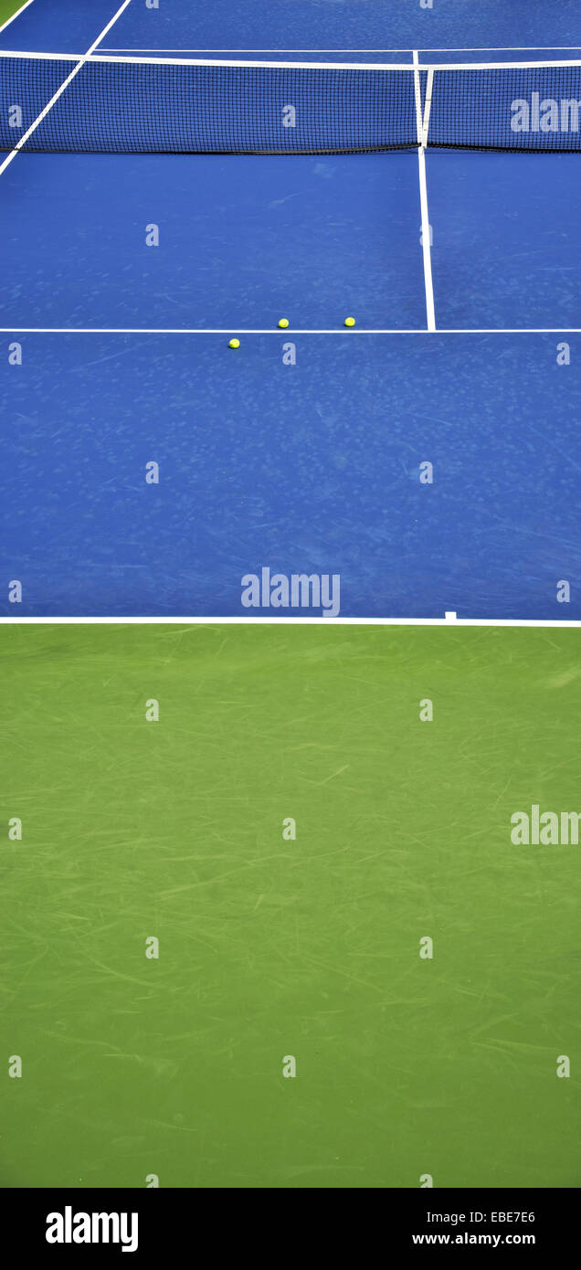 Nahaufnahme, obenliegende Ansicht des Tennisplatzes, Kanada Stockfoto