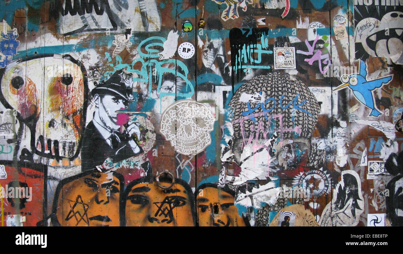 Graffiti an einer Wand in Barcelona Stockfoto