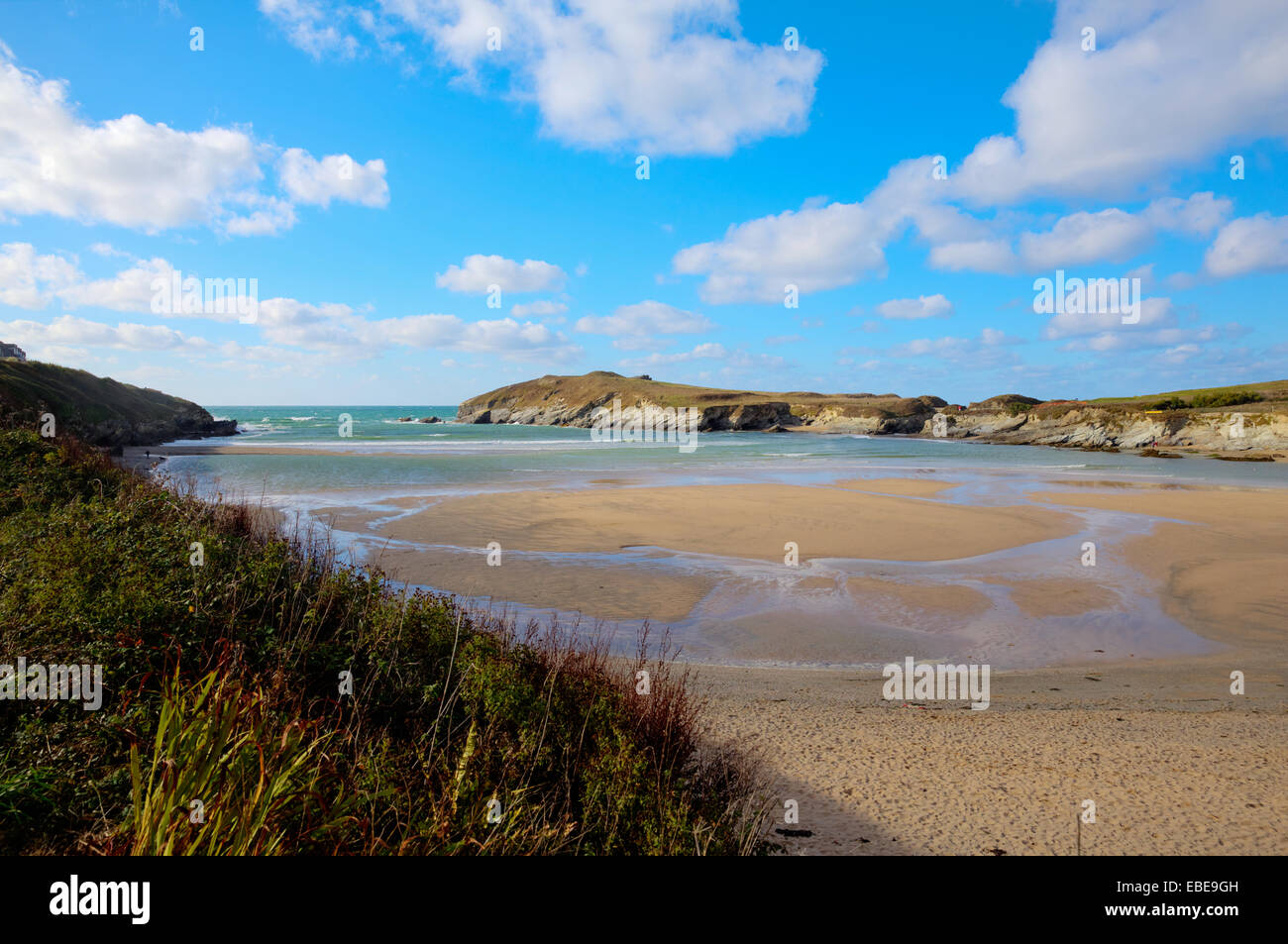 Trevelgue Head Beach in der Nähe von Porth Strand Newquay Cornwall England UK Stockfoto