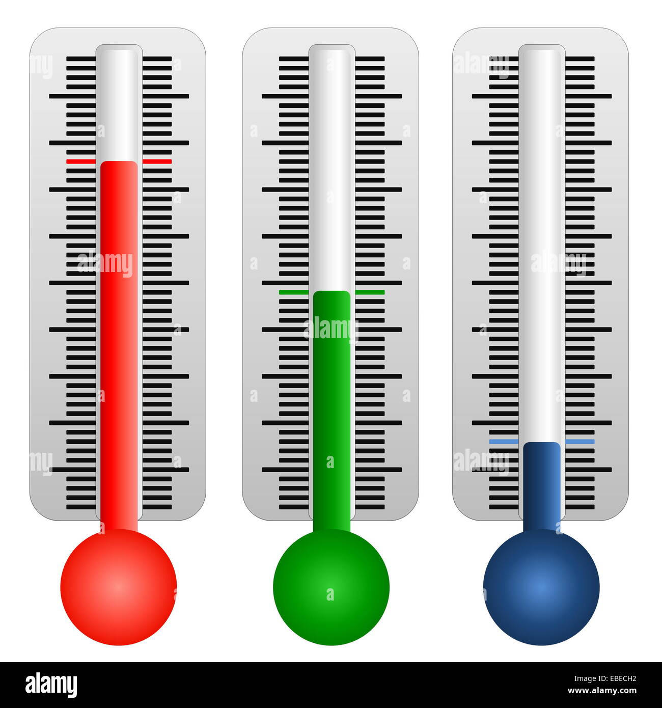 Satz von drei Thermometer für jede Temperatur kalt, kühl, heiß in