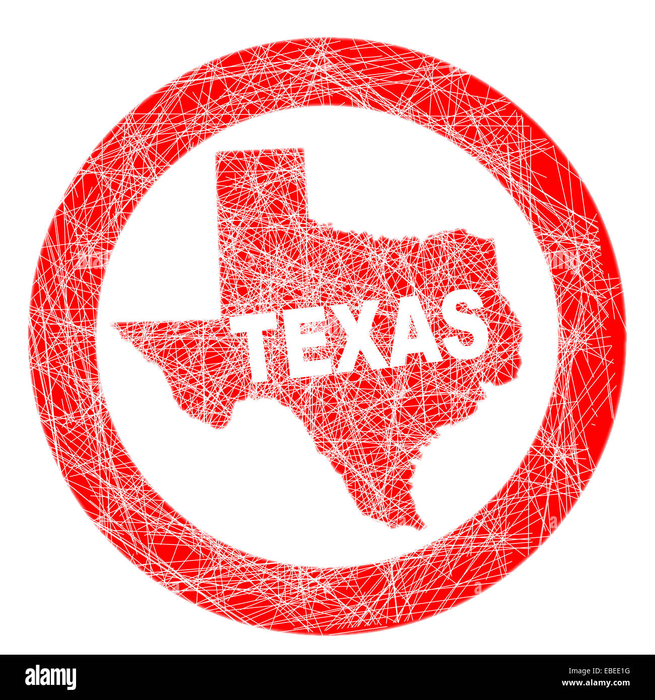 Einen Stempel mit der Umriß des Staates Texas Stockfoto