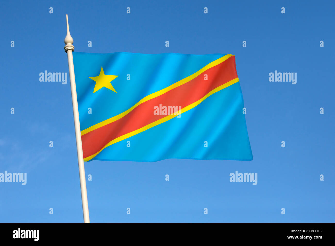 Flagge der Demokratischen Republik Kongo (Kongo-Kinshasa, DROC) Stockfoto