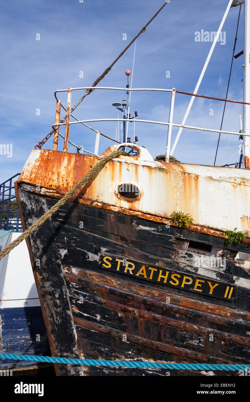 Angelboote/Fischerboote im Hafen von Stornoway, Isle of Lewis, äußeren Hebriden, Schottland gefesselt Stockfoto