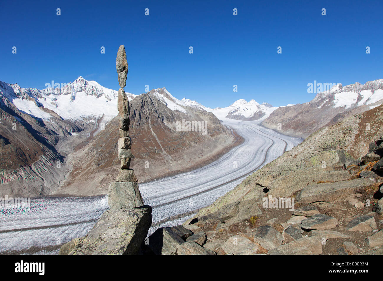 Aletsch Gletscher, Schweiz Stockfoto