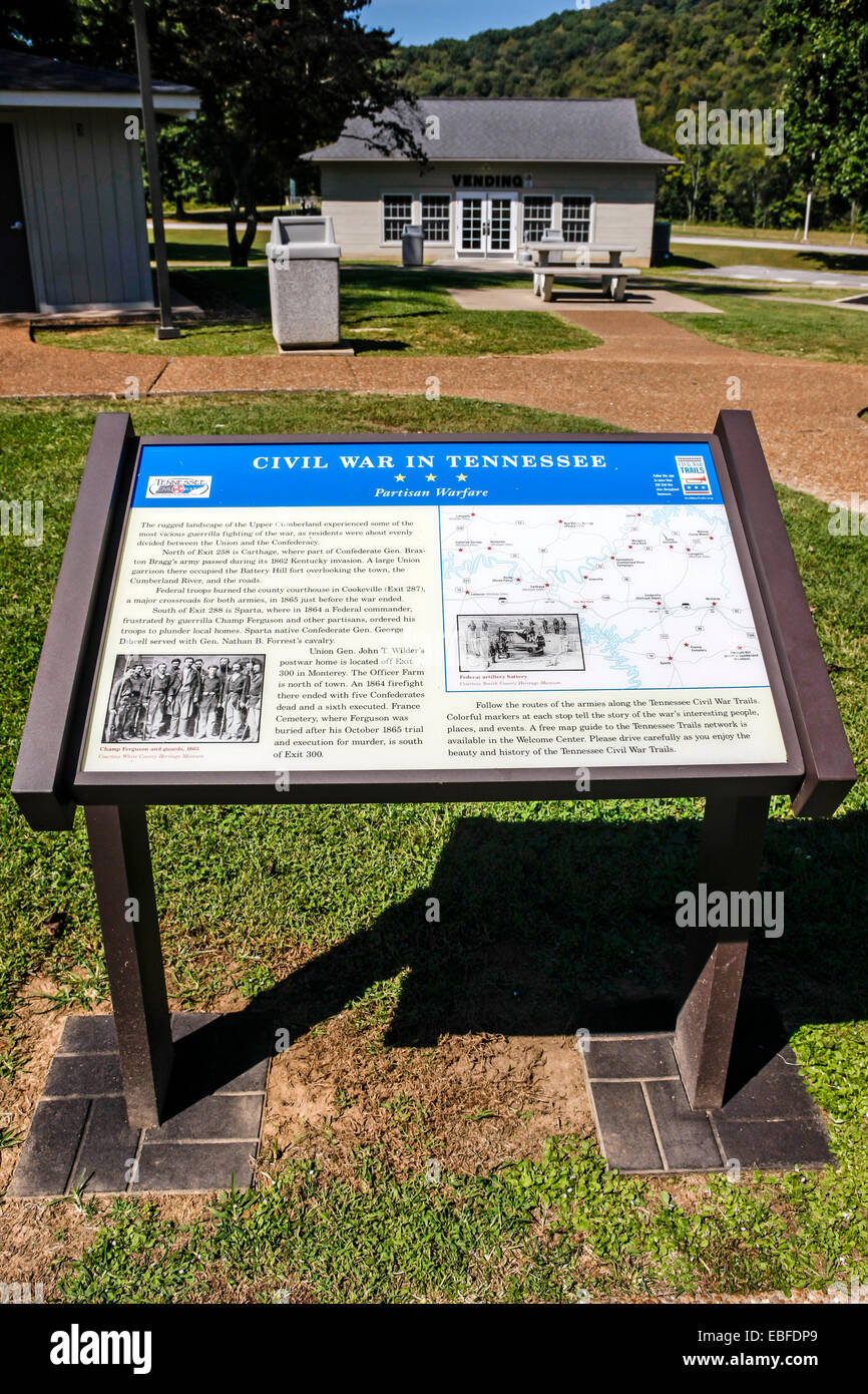 Bürgerkrieg in Tennessee Geschichte Plakat an den Staat Welcome Center Stockfoto