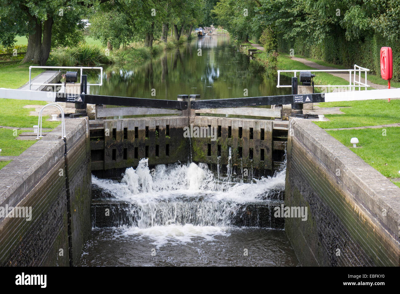Bell Furchen Sperre am Ripon Kanal, North Yorkshire. Stockfoto