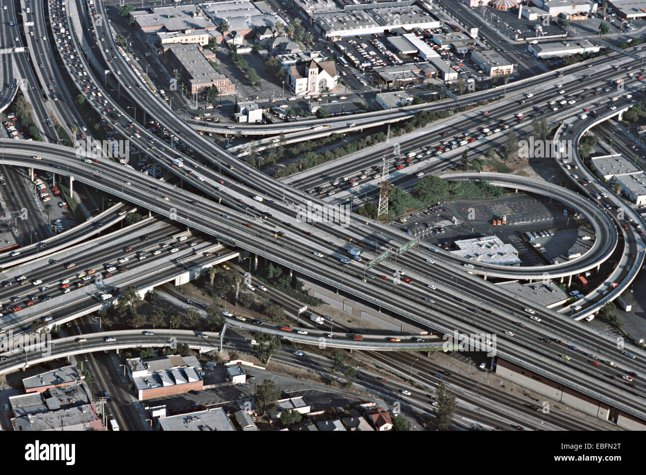 Luftaufnahme von Autobahnen, Los Angeles, Kalifornien, USA Stockfoto