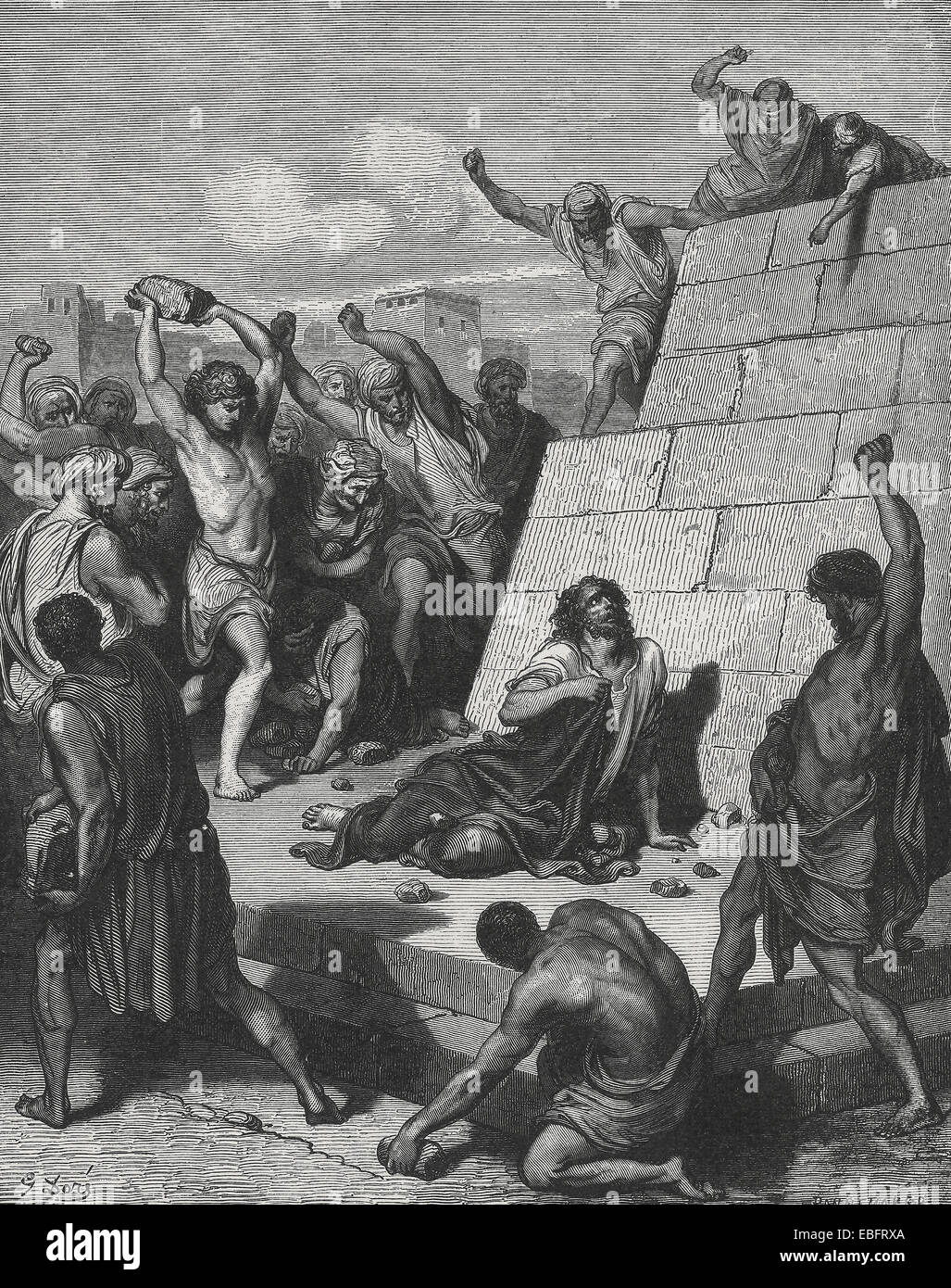 Das Martyrium des Heiligen Stephanus - gesteinigt, neues Testament Stockfoto