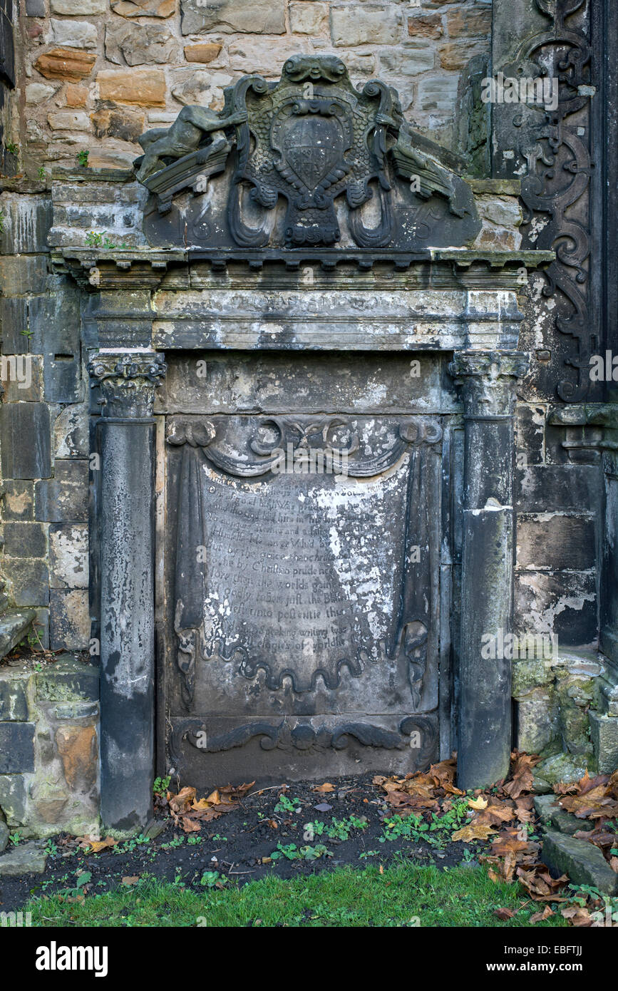 Alexander Bethune Denkmal am 9. November 1672, späteren Gedenkstätte für Arzt Spens gestorbenen wird in das Mauerwerk integriert. Stockfoto