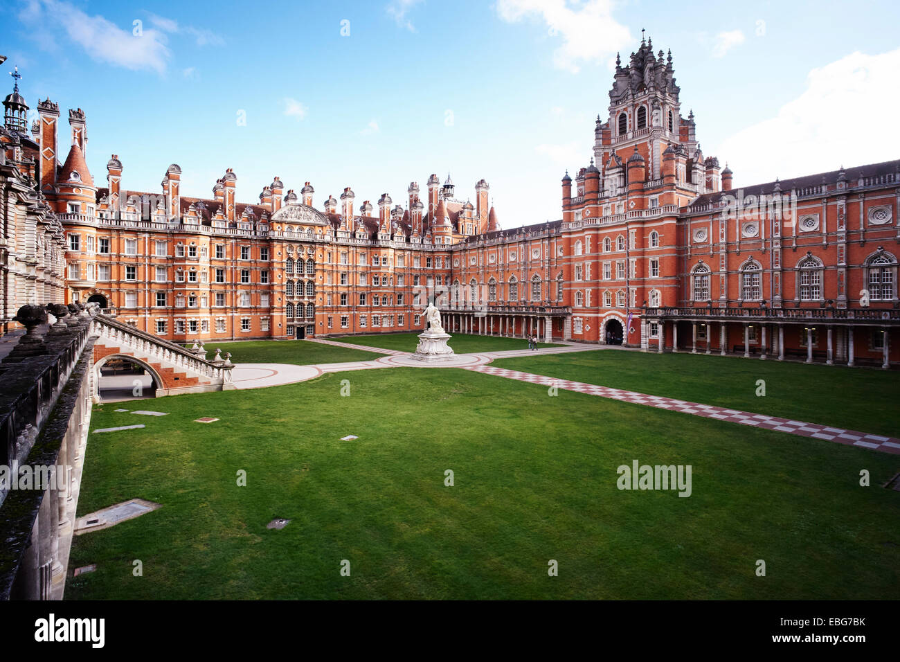 Royal Holloway College, des Gründers Gebäude, Egham, Vereinigtes Königreich. Architekt: William Henry Crossland, 1881. Stockfoto