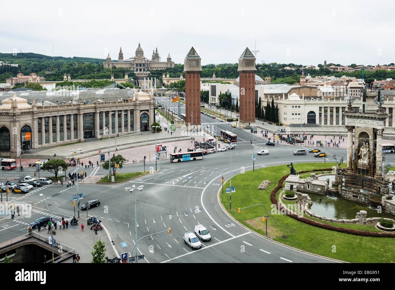 Plaça d ' Espanya und Handel Messegelände, Barcelona, Katalonien, Spanien Stockfoto