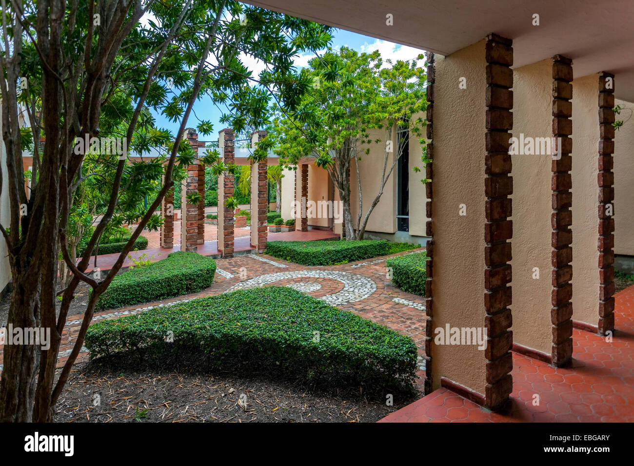 Museumsgebäude am Jardin Botanico nationalen "Dr. Rafael María Mosoco", nationale botanische Garten, Santo Domingo, Insel von Hispa Stockfoto