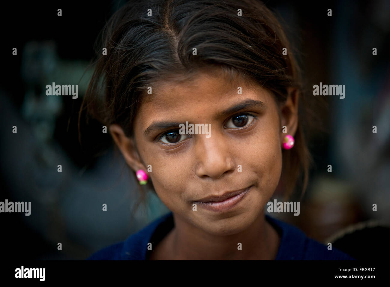 Mädchen, Porträt, Bassi, Rajasthan, Indien Stockfoto