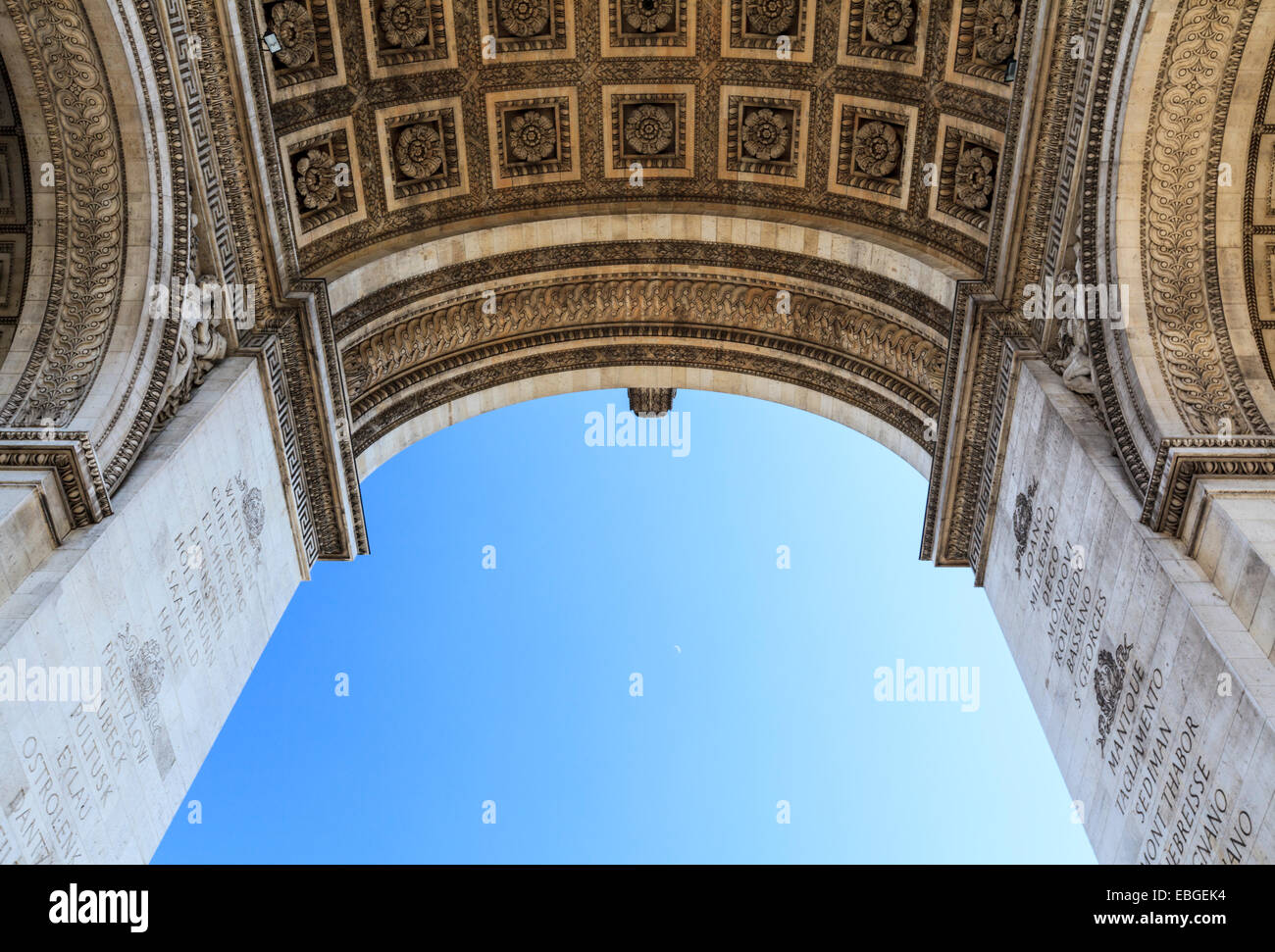 Im inneren Bogen des Arc de Triomphe, Paris, Frankreich Stockfoto