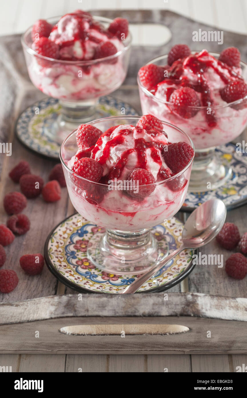 Himbeer-Narr. Sommer-Frucht-dessert Stockfoto