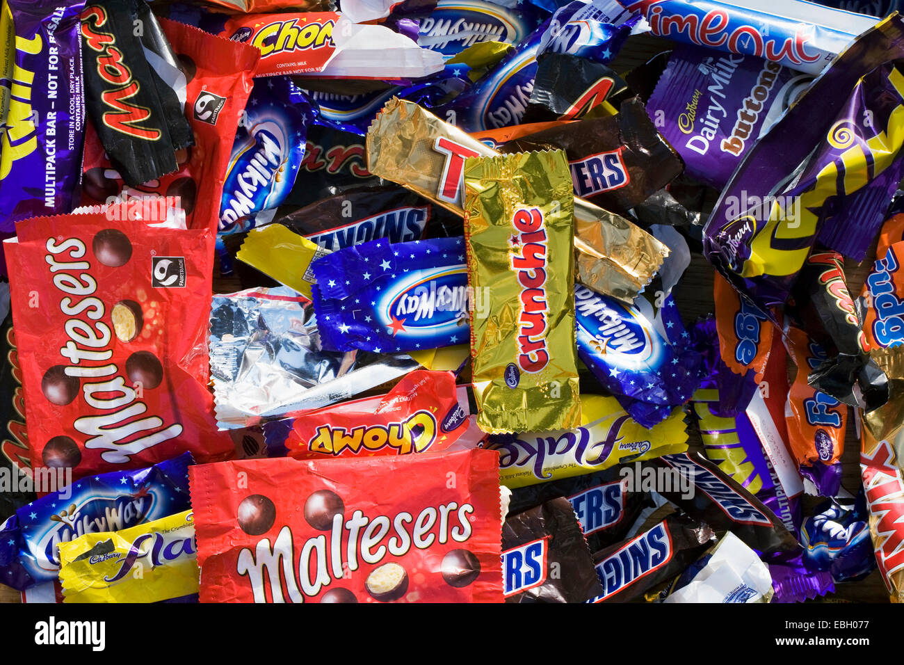 Bunte Süßwaren-Wrapper. Stockfoto