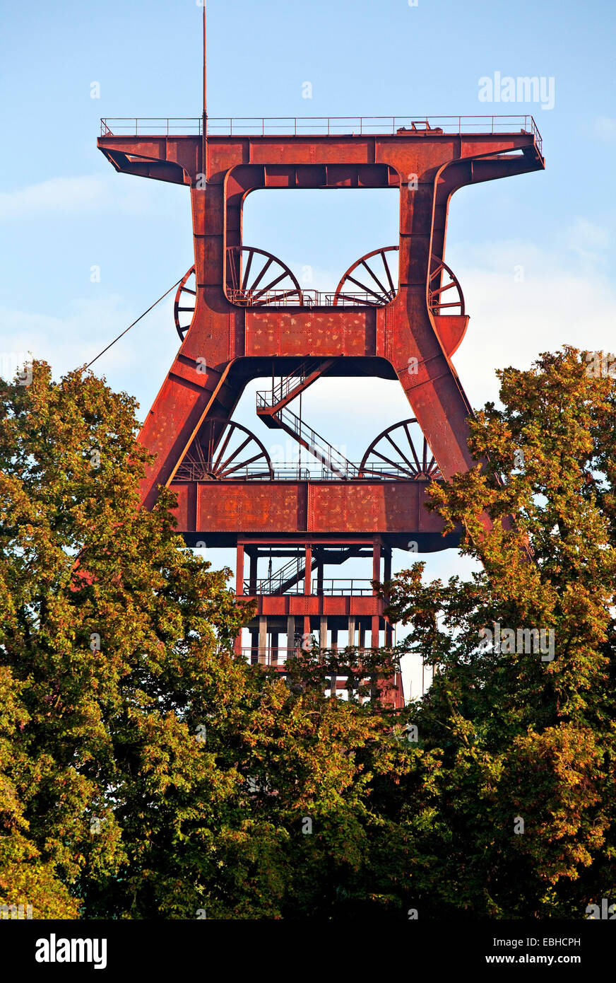 Hebezeug Rahmen der Grube Pluto, Deutschland, Nordrhein-Westfalen, Ruhrgebiet, Herne Stockfoto