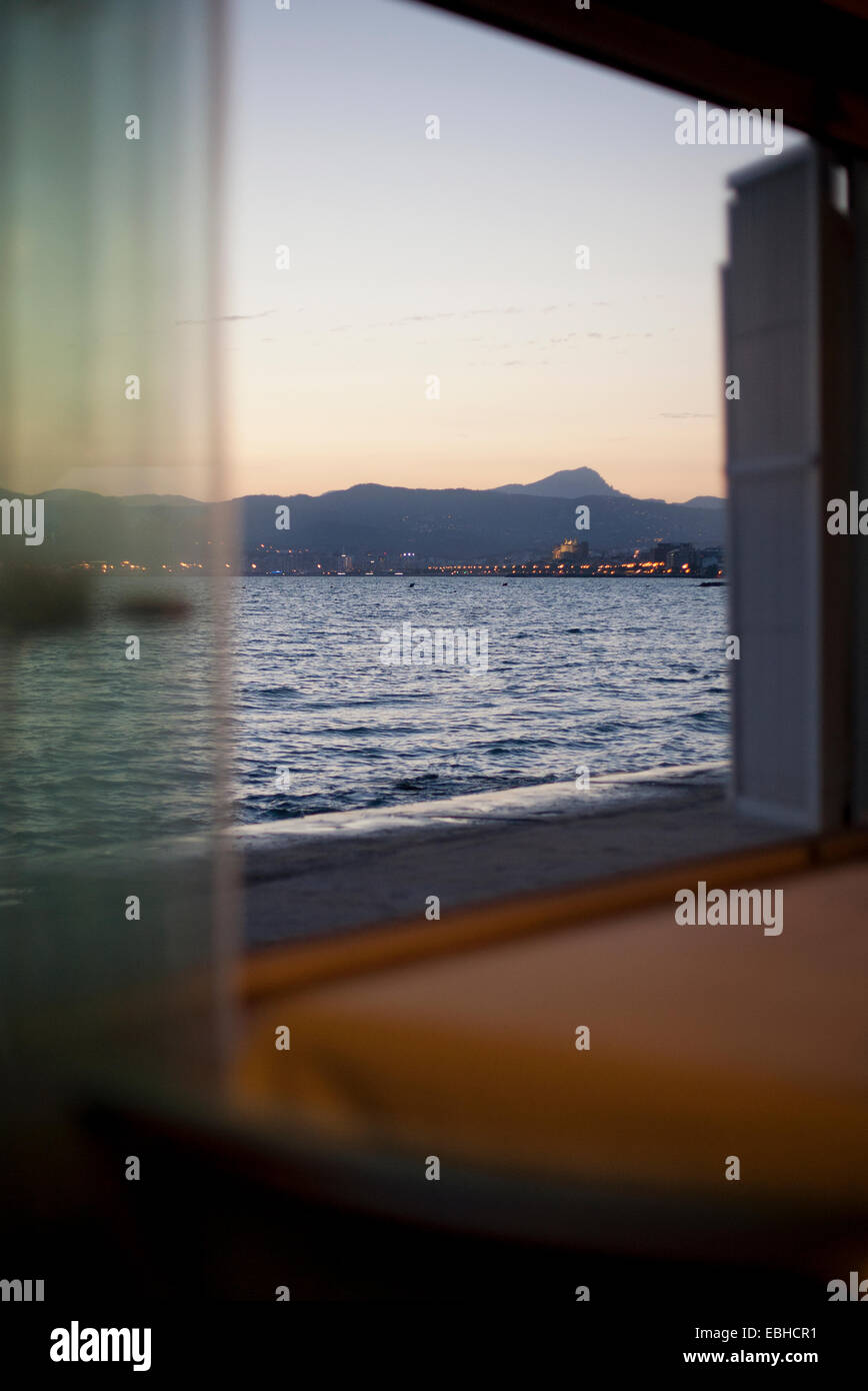 Blick aus dem Fenster der Stadt Palma, Mallorca, Spanien Stockfoto