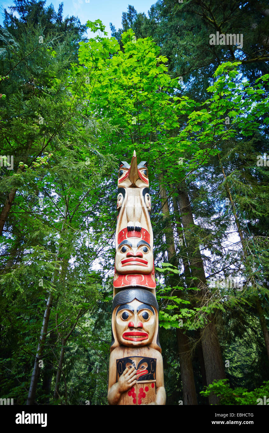 Totempfahl, Vancouver, Britisch-Kolumbien, Kanada Stockfoto