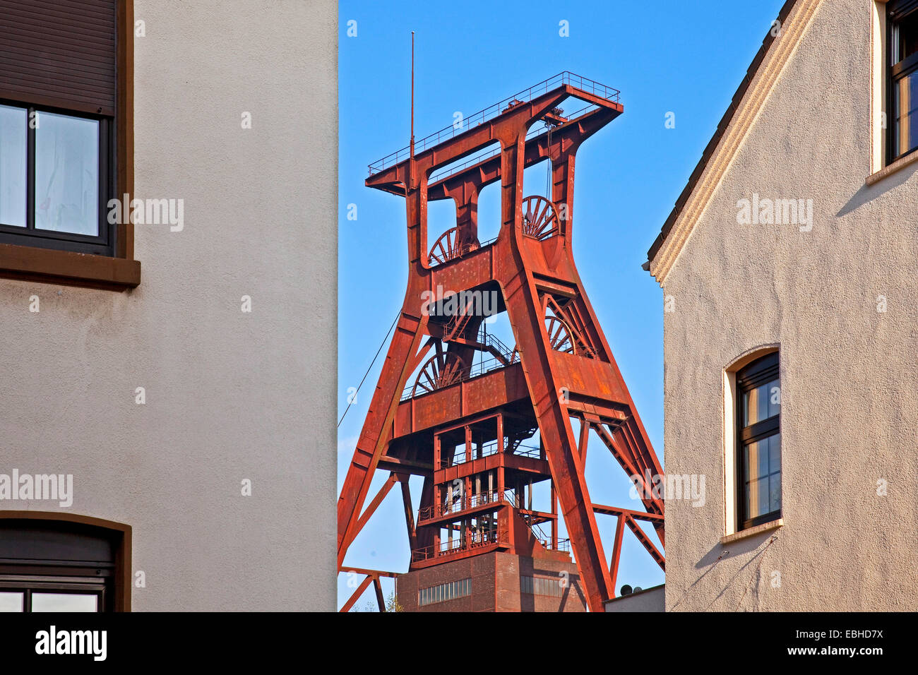 Hebezeug Rahmen der Grube Pluto, Deutschland, Nordrhein-Westfalen, Ruhrgebiet, Herne Stockfoto