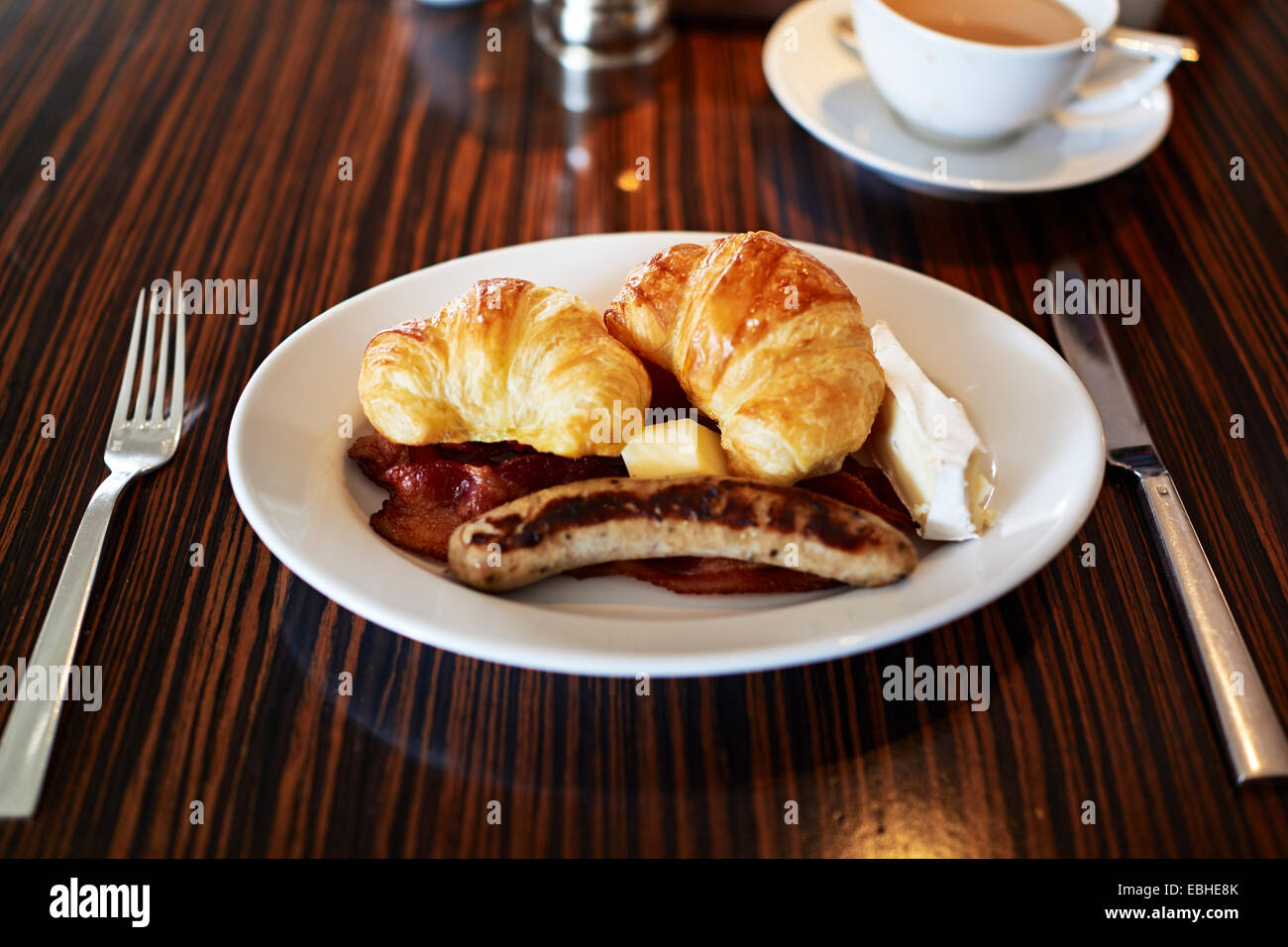 Frühstück, Käse, Speck, Wurst, croissant Stockfoto