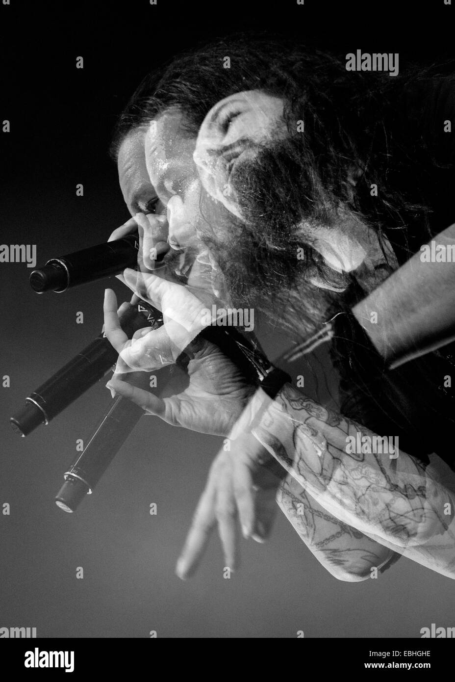 Toronto, Ontario, Kanada. 30. November 2014. US-amerikanische Metal-Band KORN für Slipknot im Air Canada Centre in Toronto während der Vorbereitung zur Hölle Tour eröffnet. Bandmitglieder: JONATHAN DAVIS, JAMES "MUNKY" SHAFFER, BRIAN 'HEAD' WELCH, REGINALD "FIELDY" ARVIZU, RAY LUZIER © Igor Vidyashev/ZUMA Draht/Alamy Live News Stockfoto