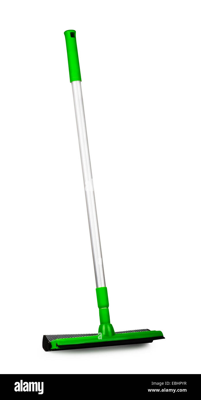 Green Mop auf weißem Hintergrund Stockfoto