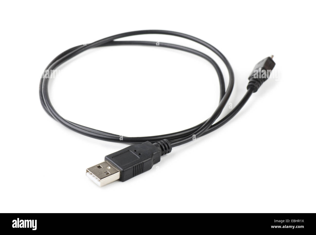 USB-Kabel auf einem weißen Hintergrund Stockfoto