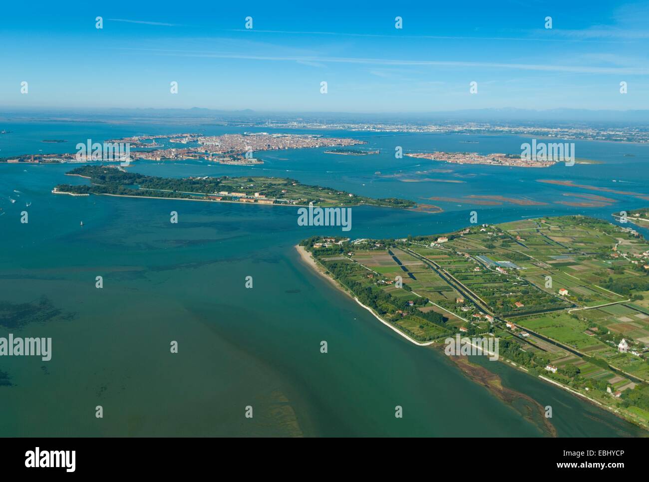 Luftaufnahme der Sant'Erasmo Insel, Venedig Lagune, Italien, Europa