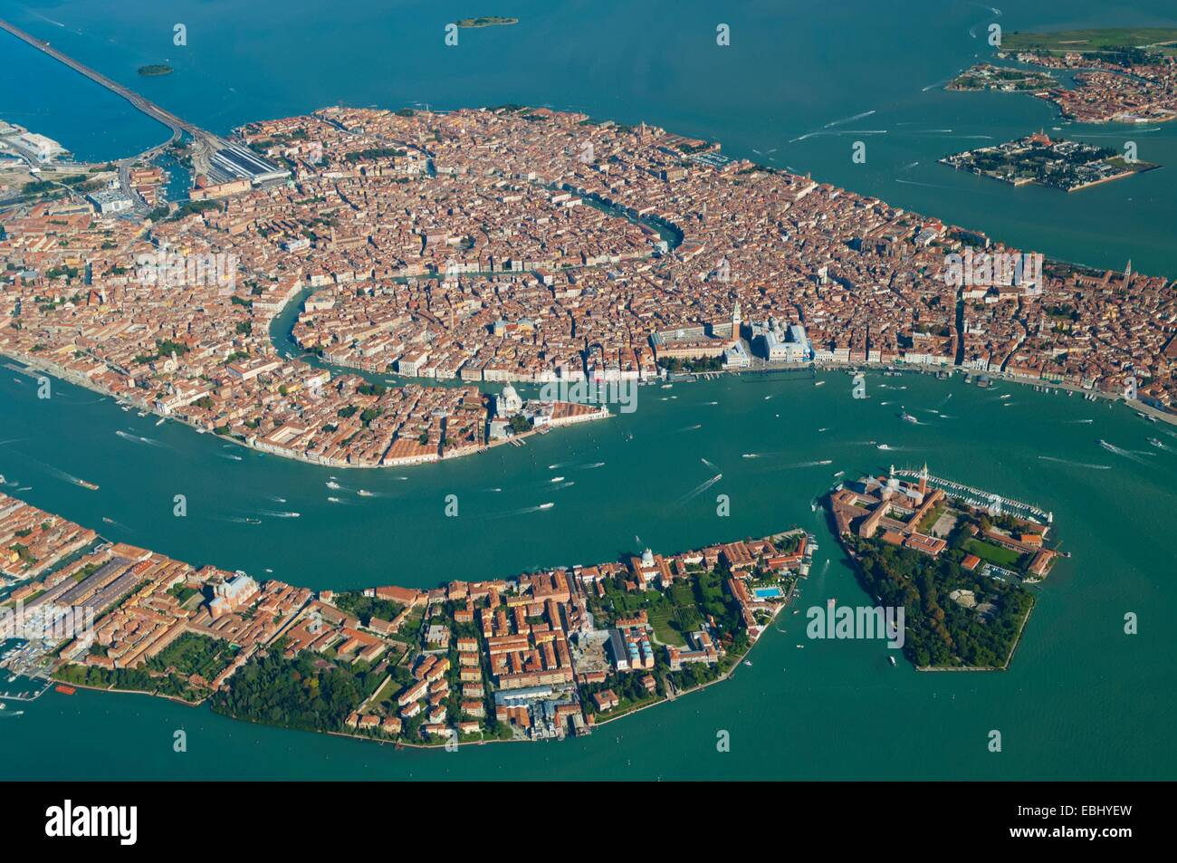 Luftaufnahme von Venedig, Guidecca und San Giorgio Maggiore Inseln, Italien, Europa Stockfoto