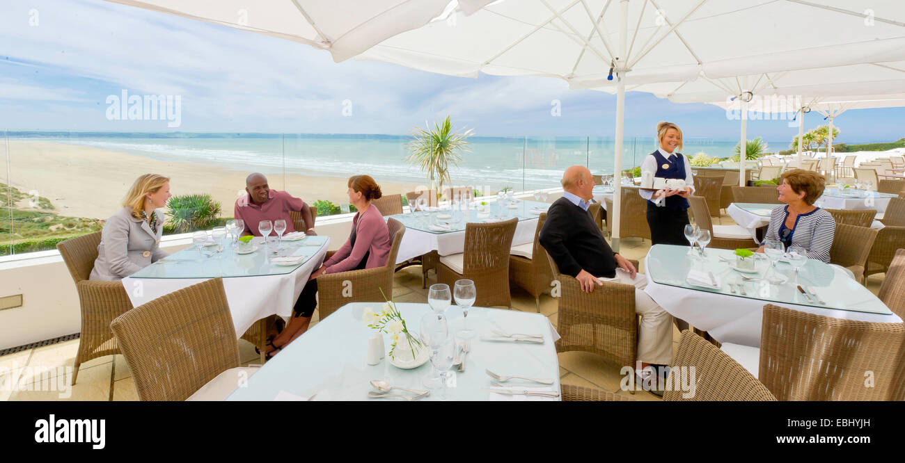 Saunton Sands Hotel Devon, England mit Blick auf den Strand Stockfoto