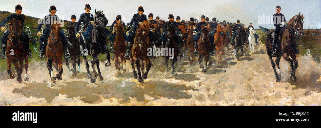 George Hendrik Breitner, Kavallerie 1883-1888 Öl auf Leinwand. Gemeentemuseum Den Haag, den Haag, Niederlande. Stockfoto